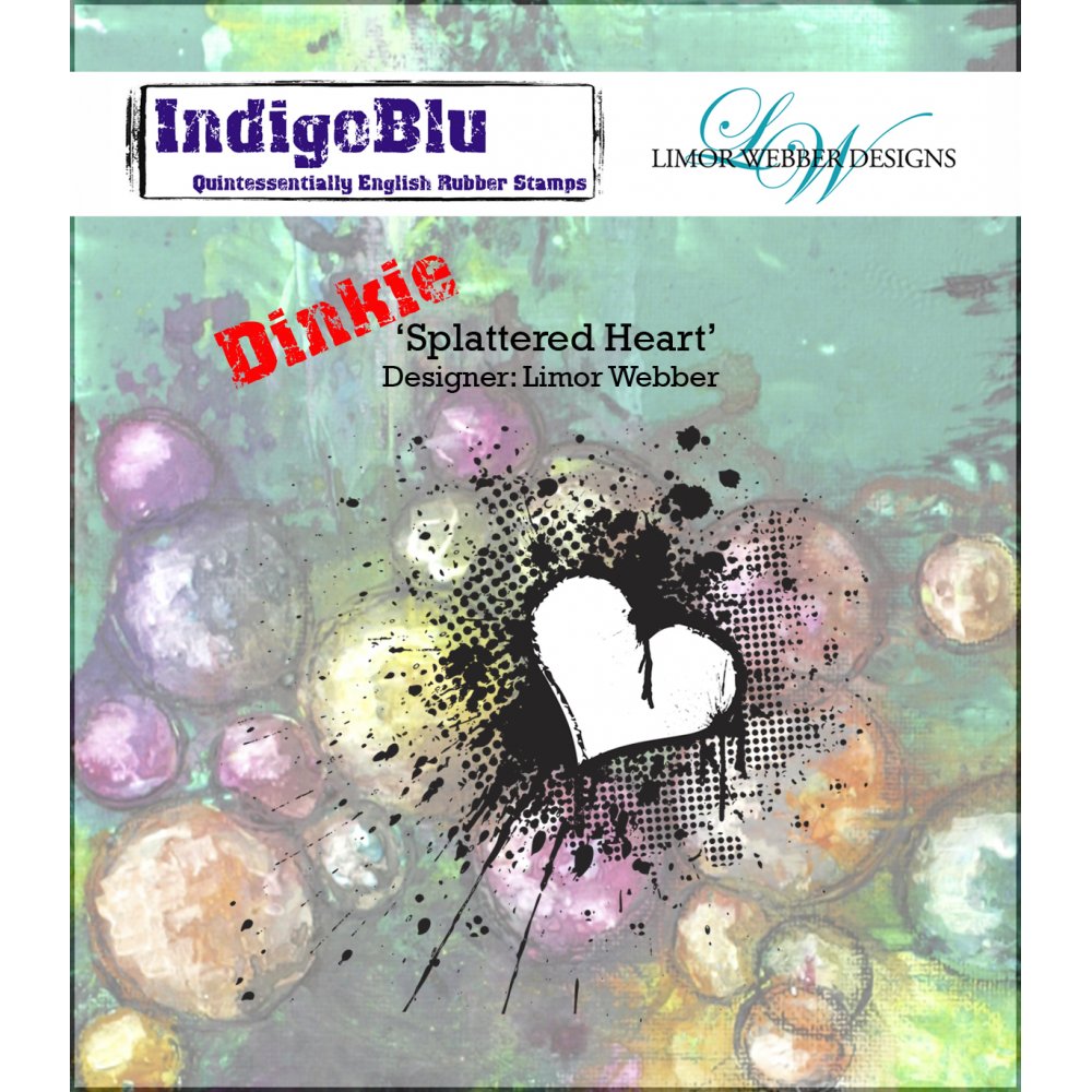 Splattered Heart A7 Dinkie Rubber Stamp